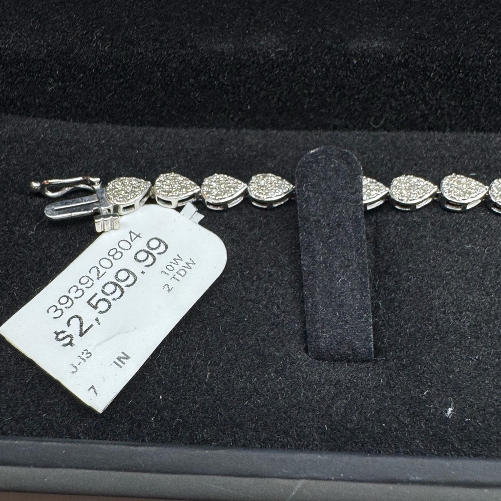 Kay Diamond Pear Link Bracelet 2 ct tw 10K White Gold 7" - Picture 6 of 11